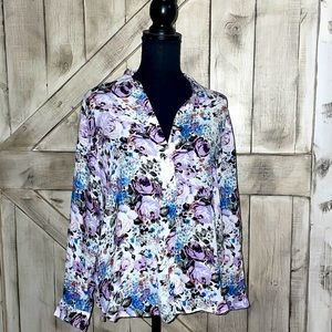 Purple Print long sleeved Blouse